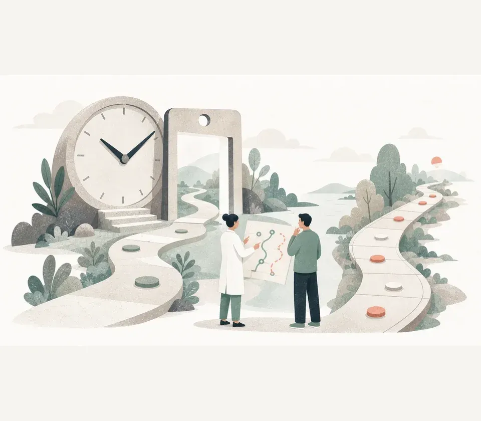 A clinician and patient compare targeted timing and daily dosing paths